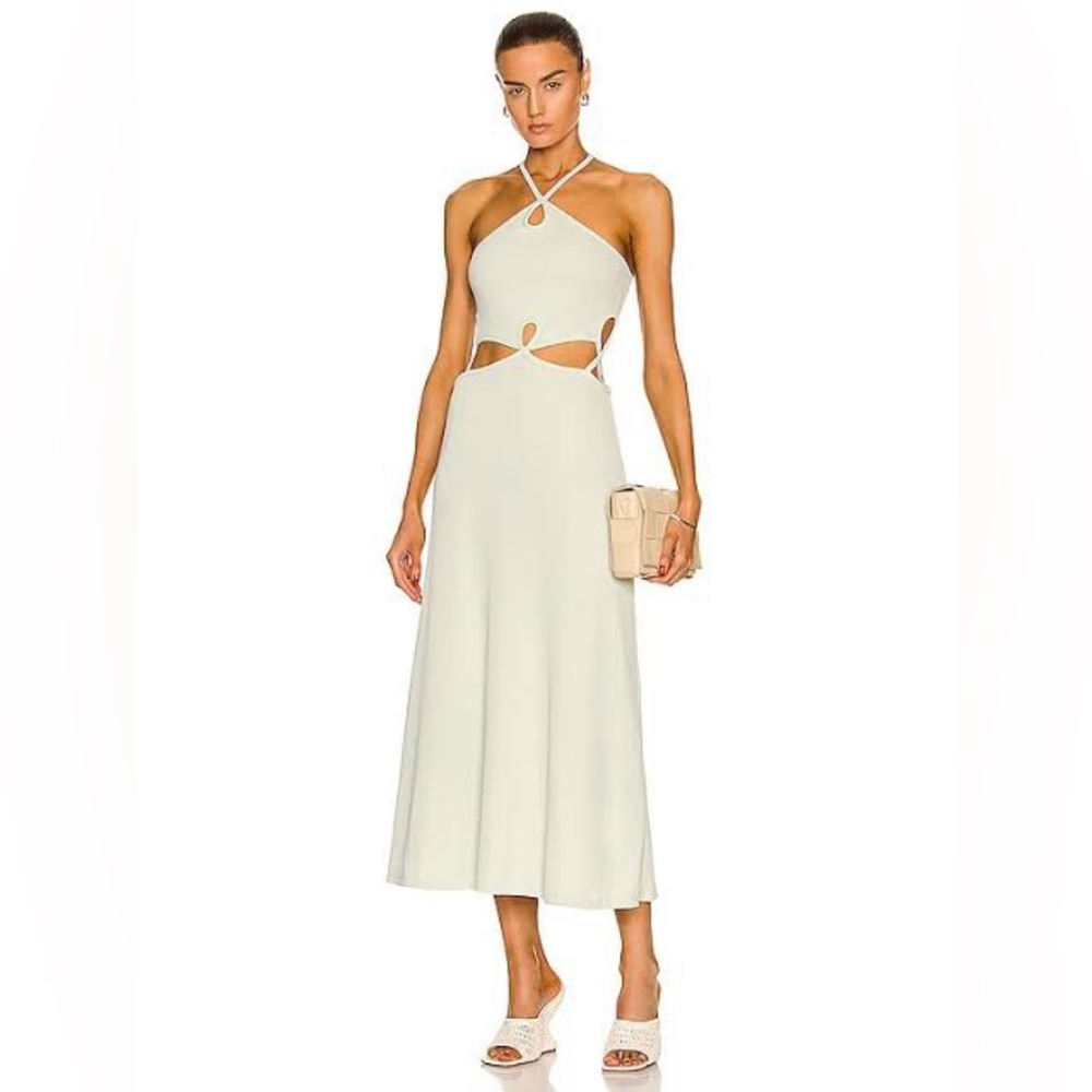 Christopher Esber Mint Green Halter Midi Dress with Waist Cutouts